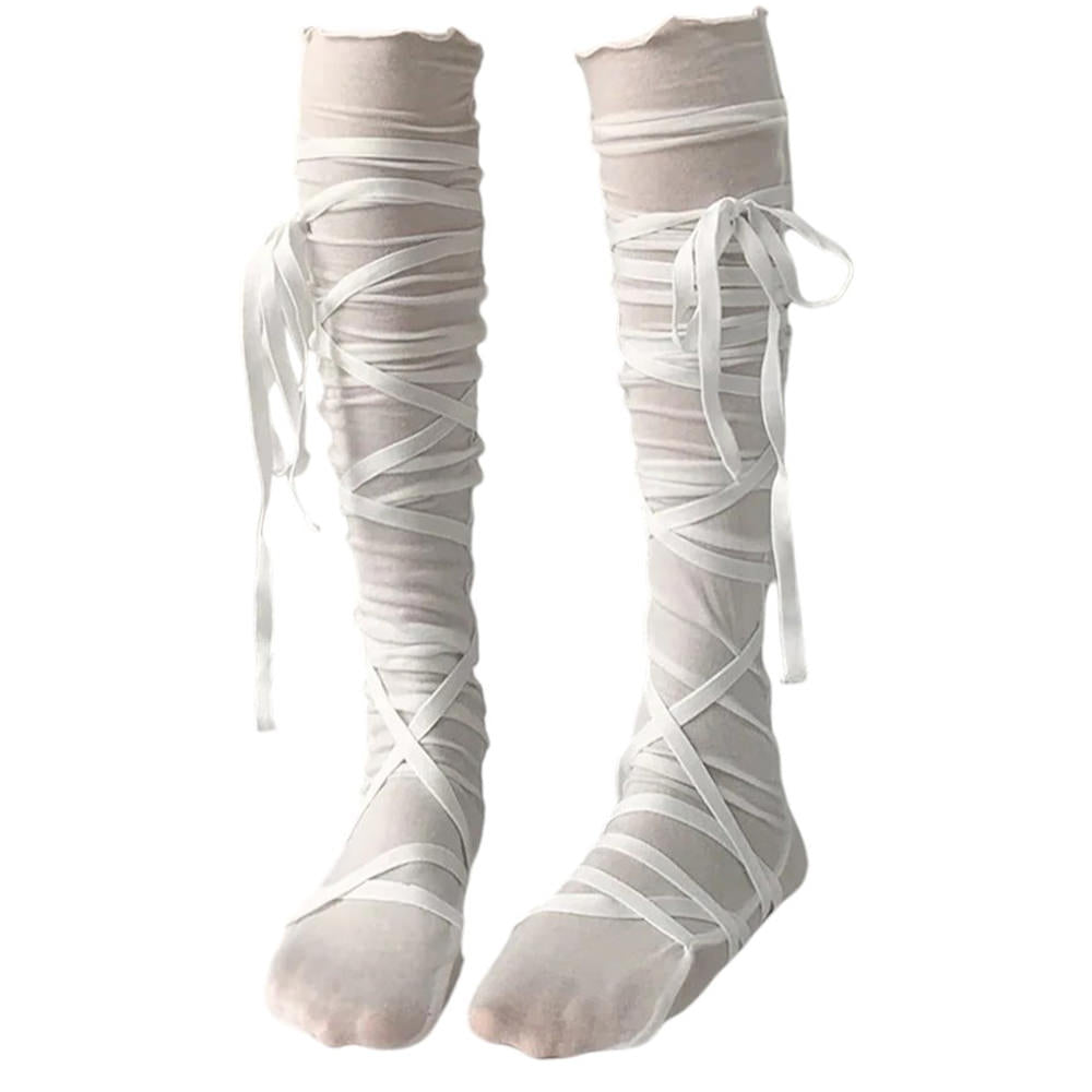 balletcore tie up knee high socks boogzel clothing