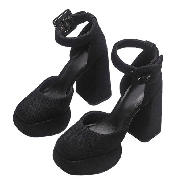 black chunky heels boogzel clothing