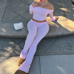 bardot top and flare pants co-ord boogzel clothing