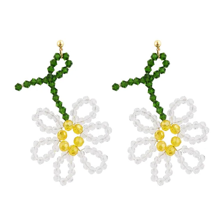 beaded daisy earrings boogzel clothing