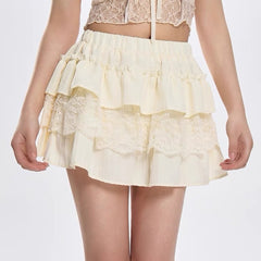 beige layered mini skirt boogzel clothing