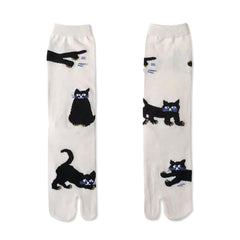 Black Cat Split Toe Tabi Socks - Aesthetic Socks - Split Toe Socks - Boogzel Clothing