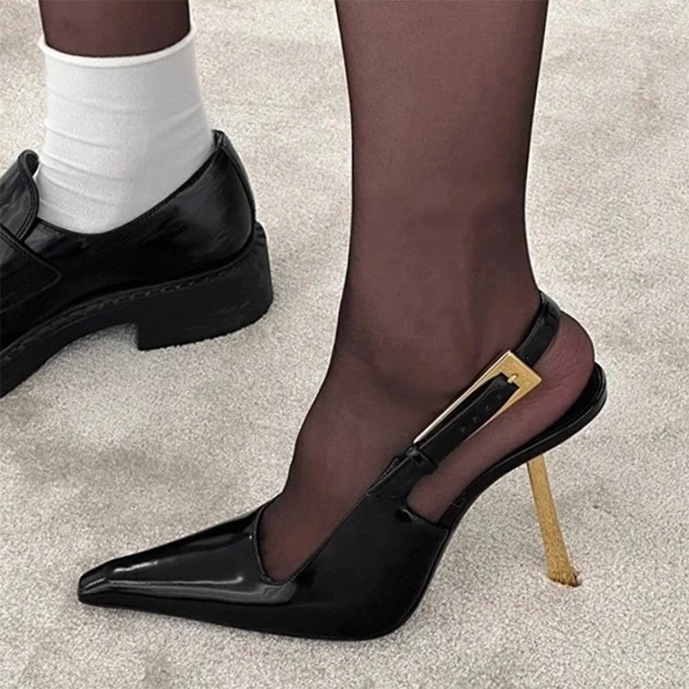 black pointed slingback heels boogzel clothing