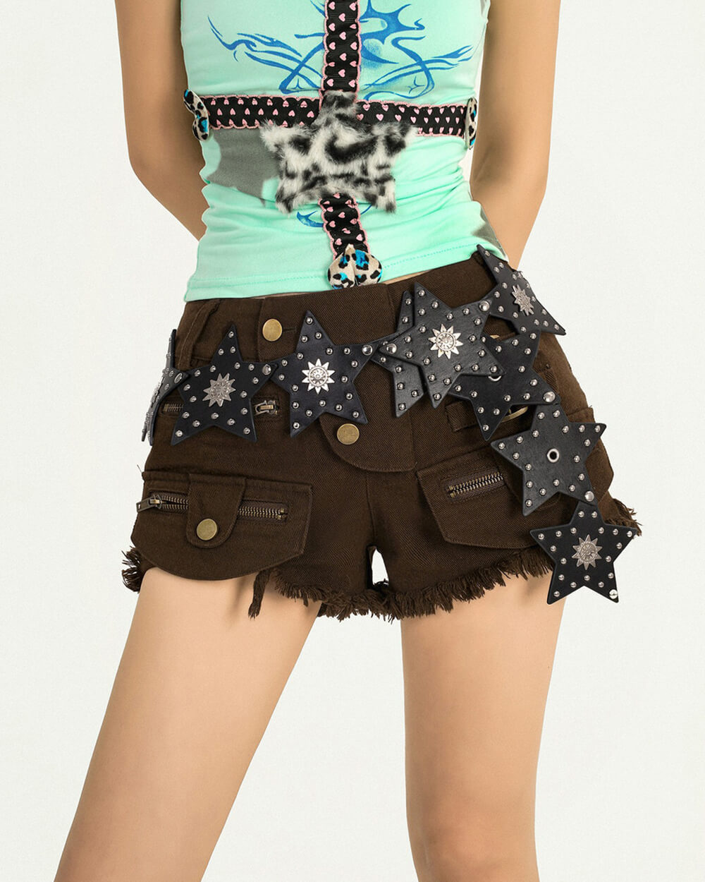 black star studded boho belt boogzel clothing