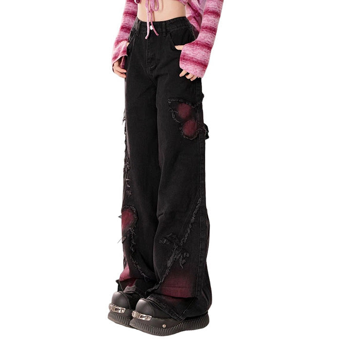 black and red butterfly jeans boogzel clothing