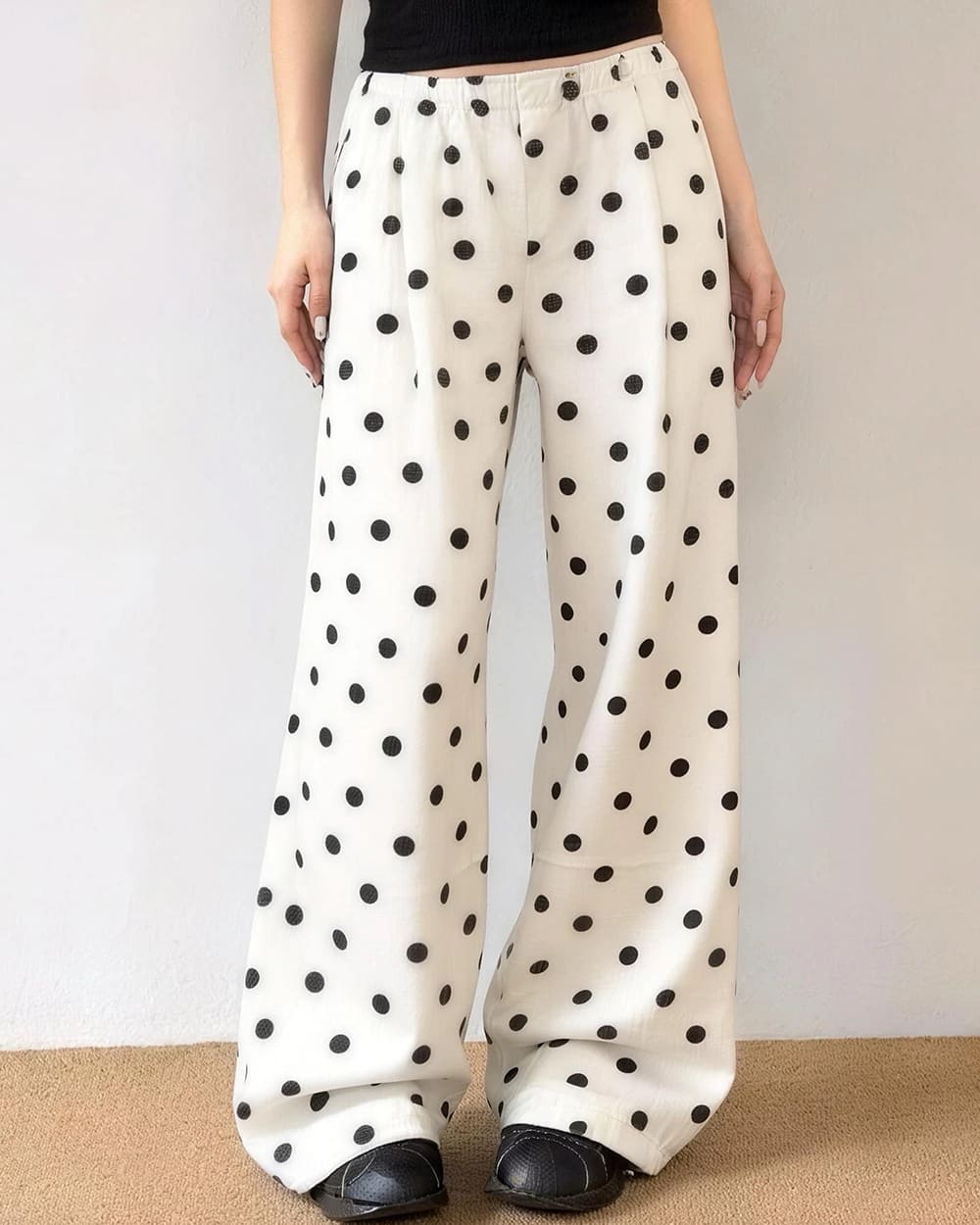 black and white polka dot pants boogzel clothing