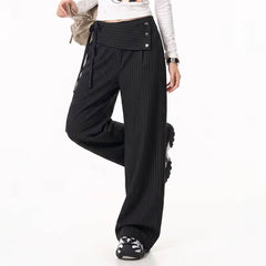 black asymmetric pinstripe pants boogzel clothing