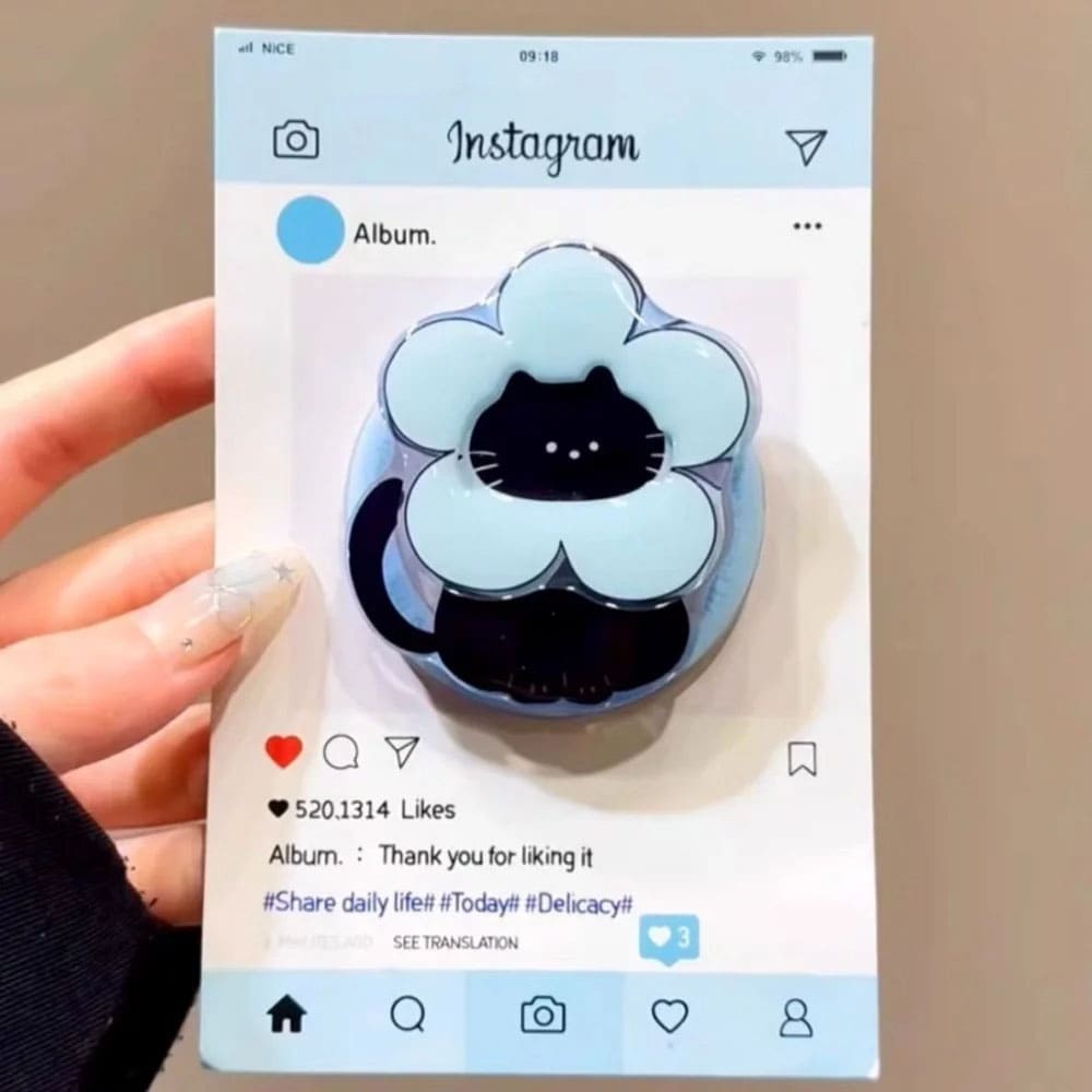 black cat flower phone holder boogzel clothing