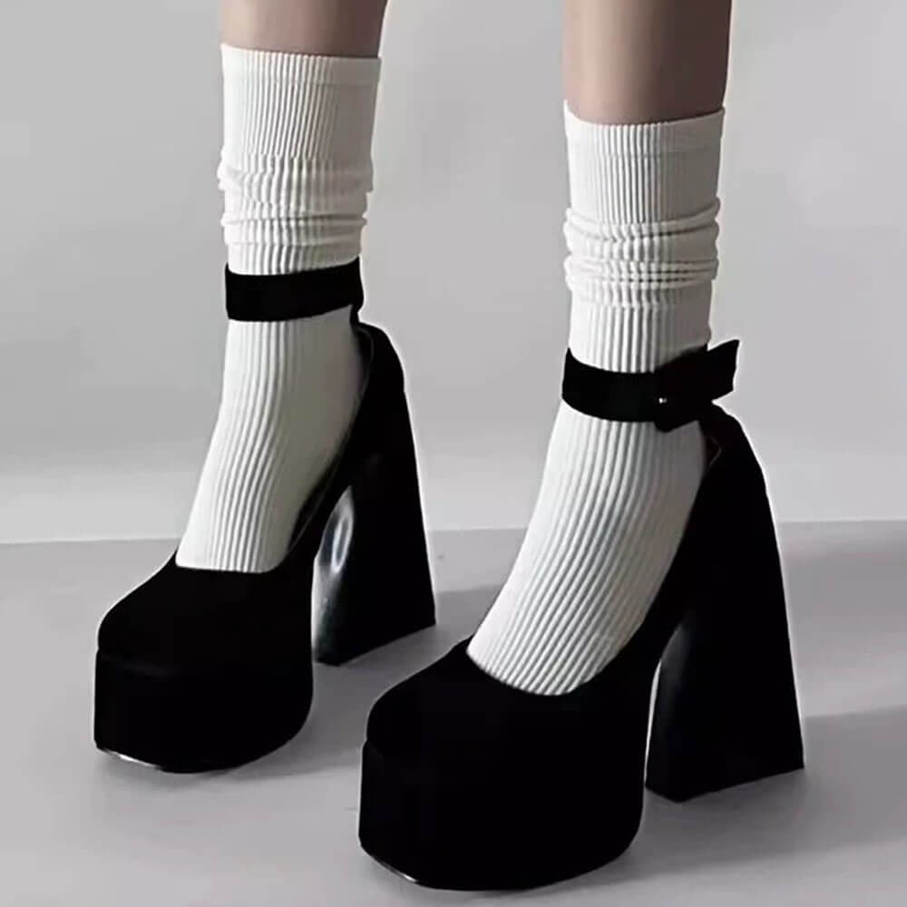 black chunky platform heels boogzel clothing