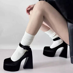 black chunky platform heels boogzel clothing