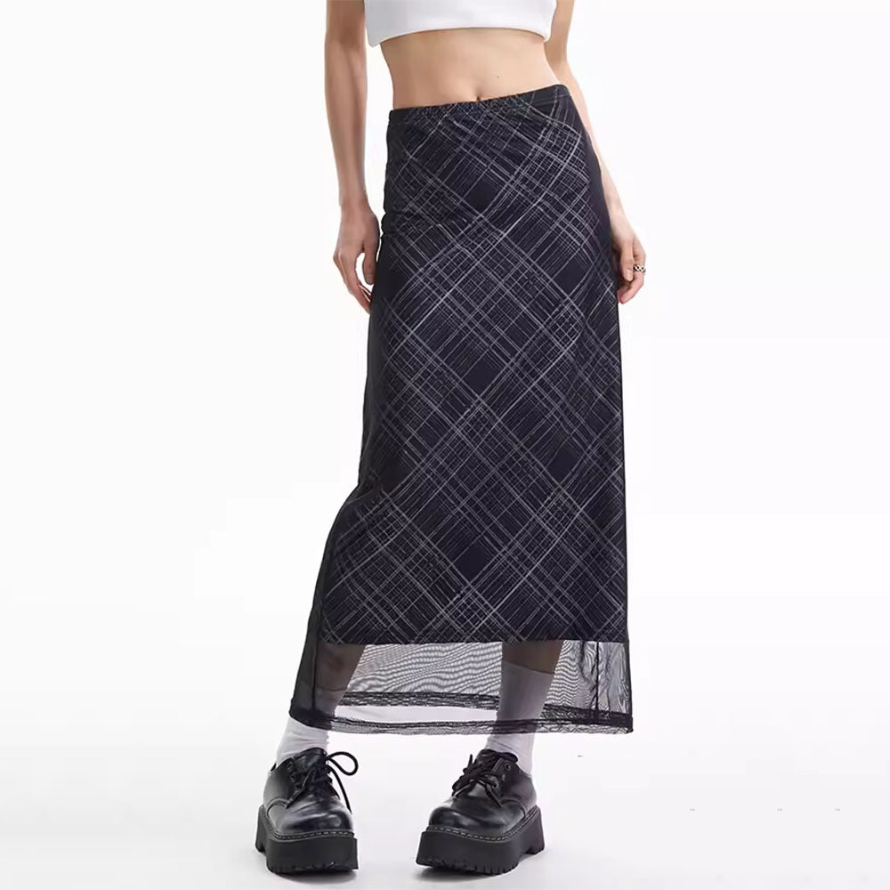 black plaid maxi skirt boogzel clothing
