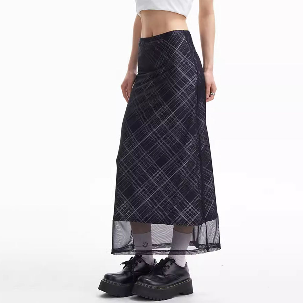 black plaid maxi skirt boogzel clothing