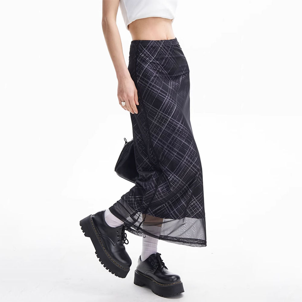 black plaid maxi skirt boogzel clothing