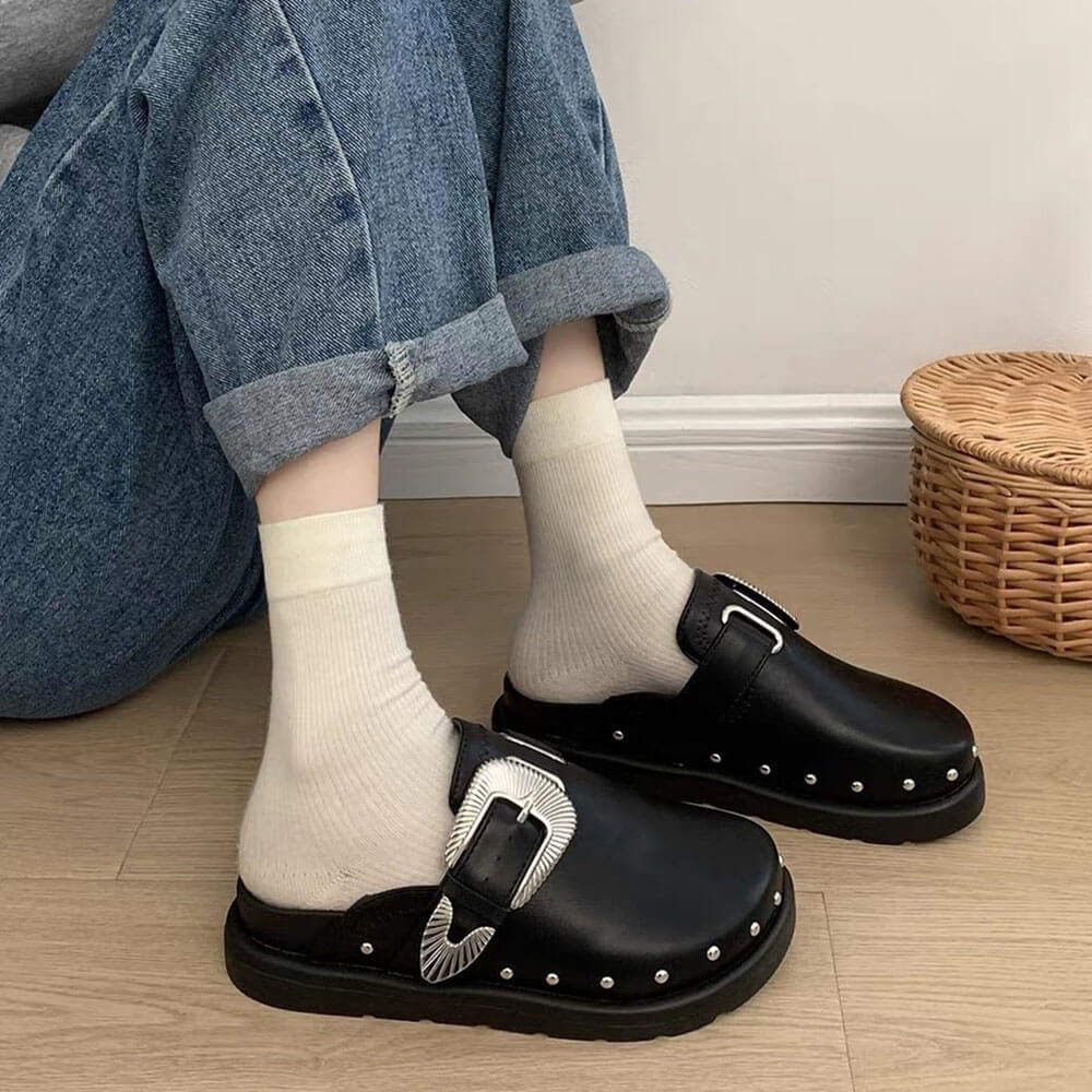 black rivets slip on shoes boogzel clothing