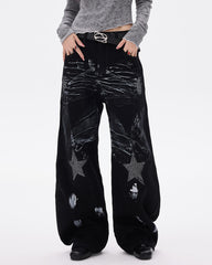 black star wide leg jeans boogzel clothing