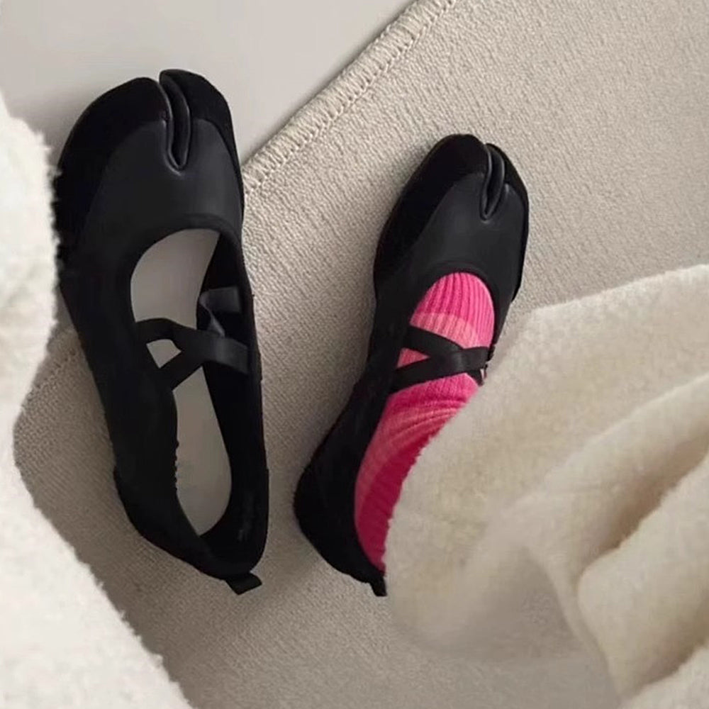 blokette cross strap ballet flats boogzel clothing