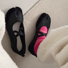 blokette cross strap ballet flats boogzel clothing