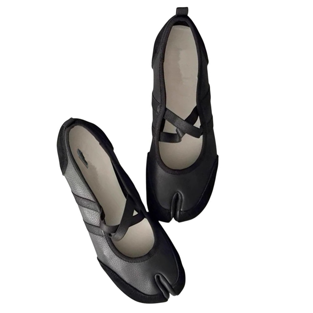blokette cross strap ballet flats boogzel clothing