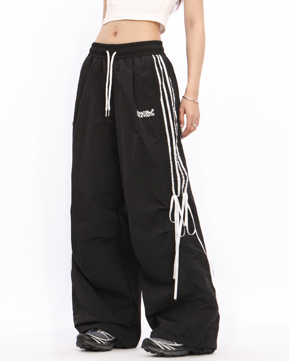 blokette side stripe wide leg trousers boogzel clothing