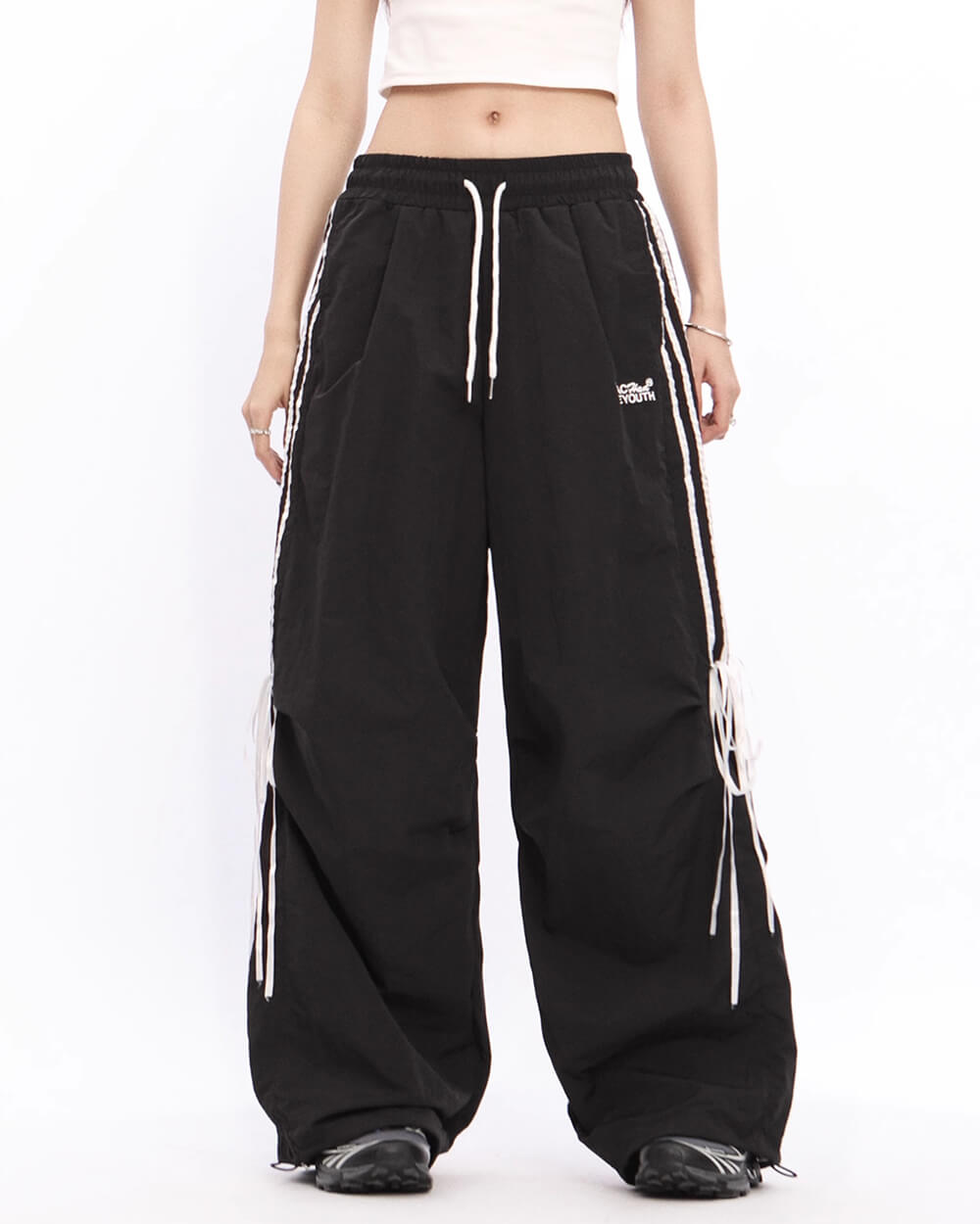 blokette side stripe wide leg trousers boogzel clothing