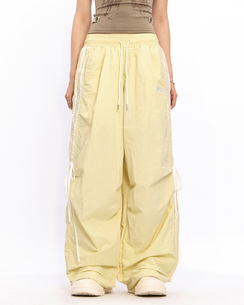 blokette side stripe wide leg trousers boogzel clothing