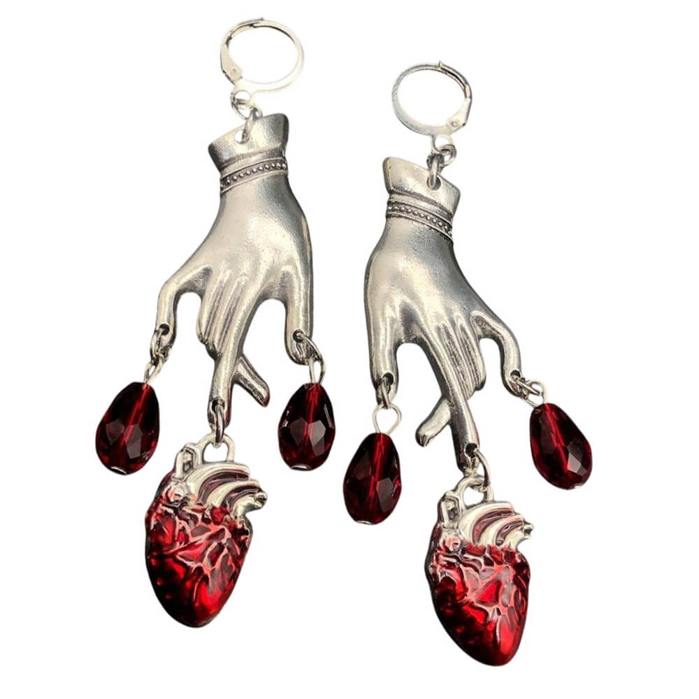 bloody heart dangle earrings boogzel clothing