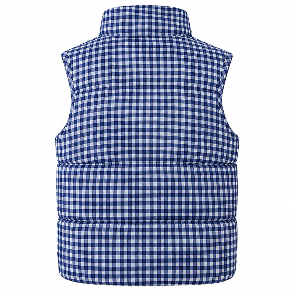 blue gingham puffer vest boogzel clothing