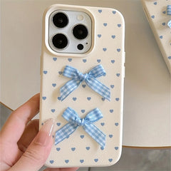 blue bows and heart dots iphone case boogzel clothing