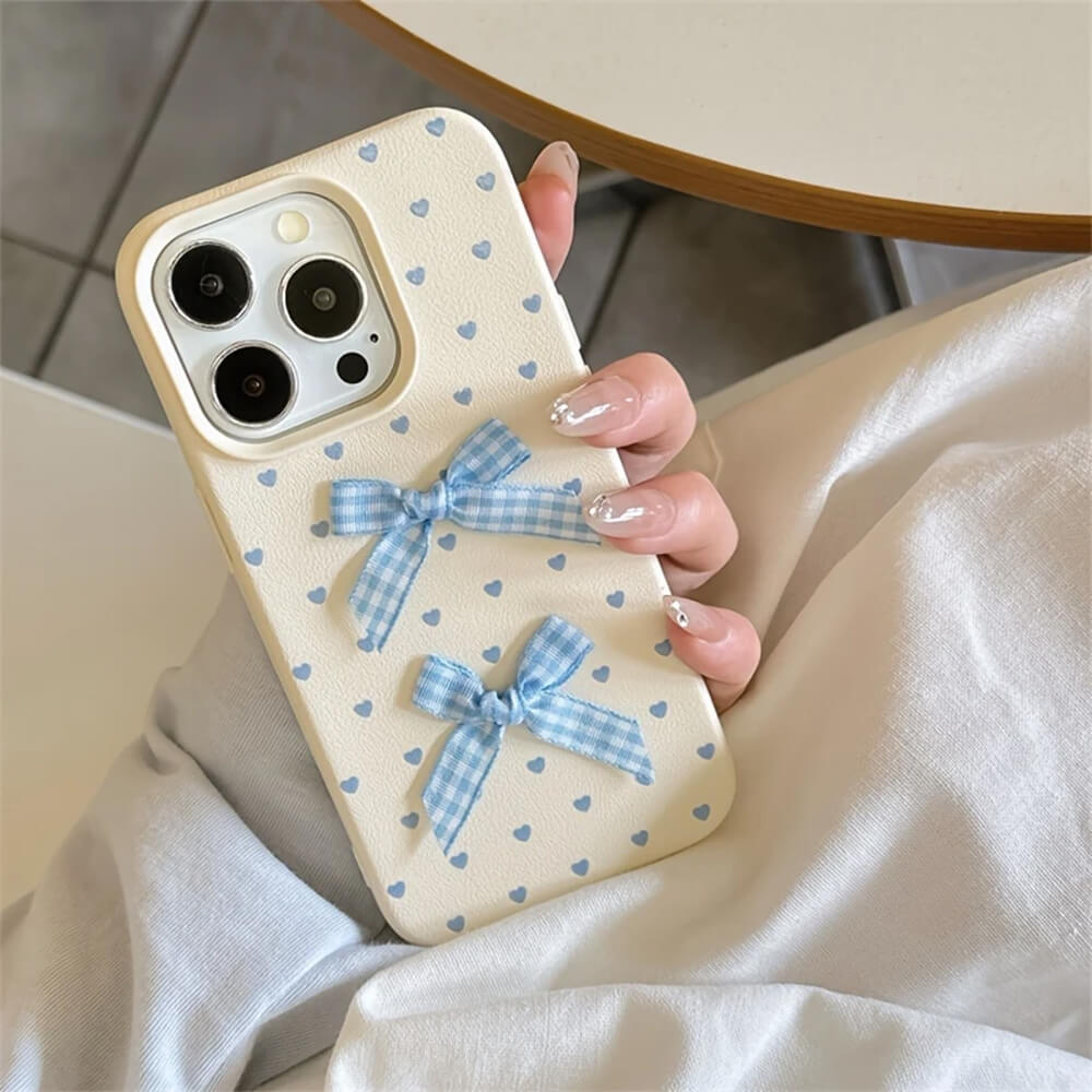 blue bows and heart dots iphone case boogzel clothing