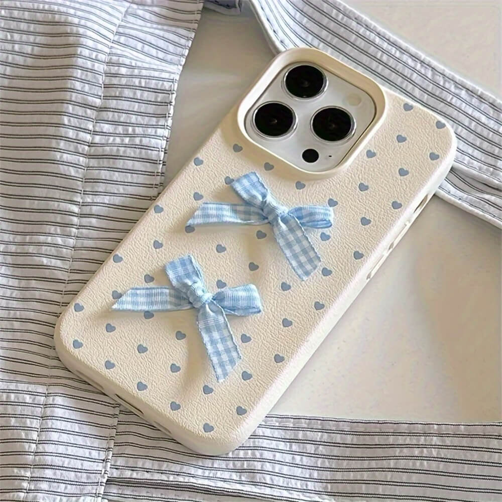 blue bows and heart dots iphone case boogzel clothing