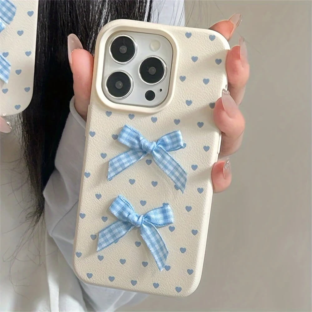 blue bows and heart dots iphone case boogzel clothing