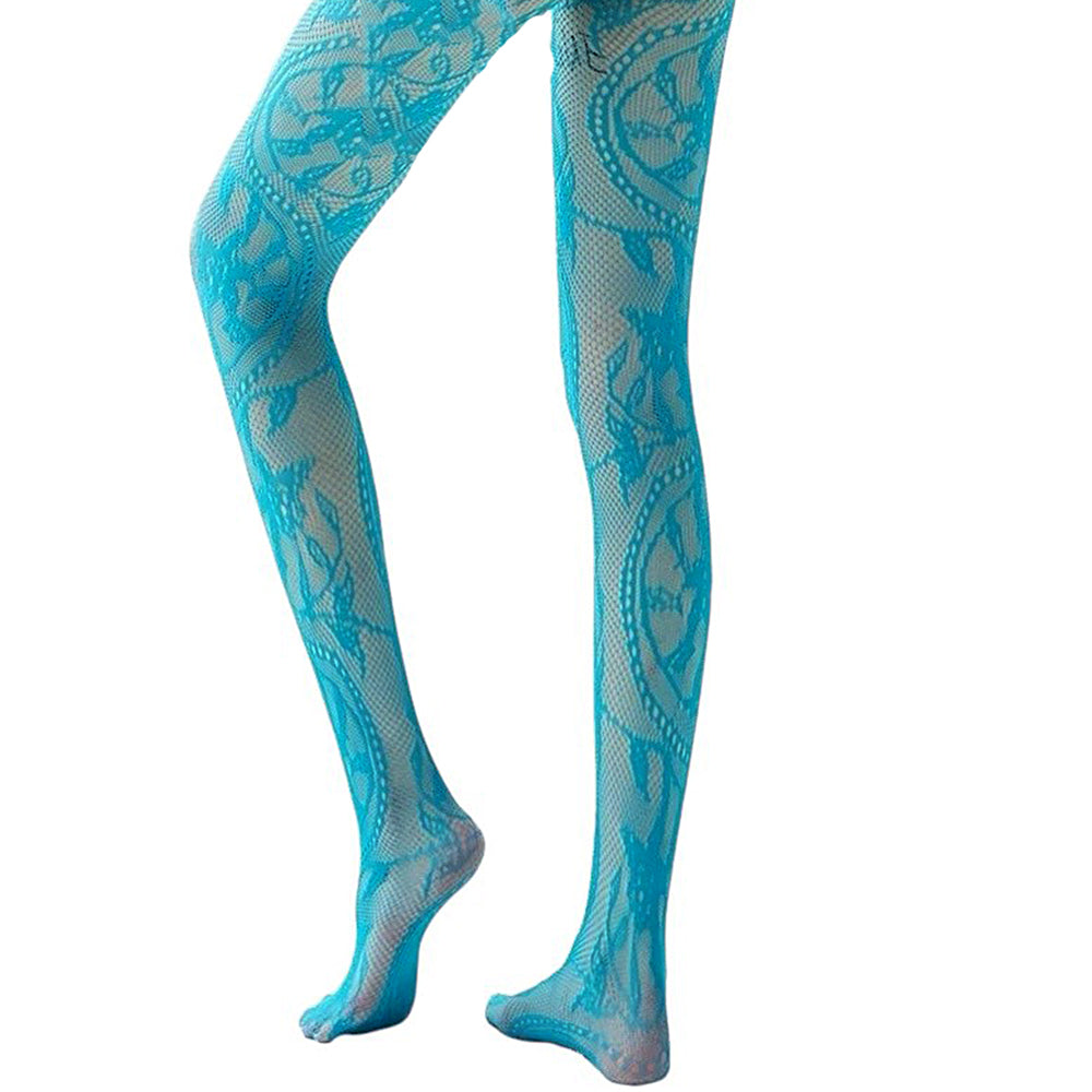 blue lace pattern tights boogzel clothing