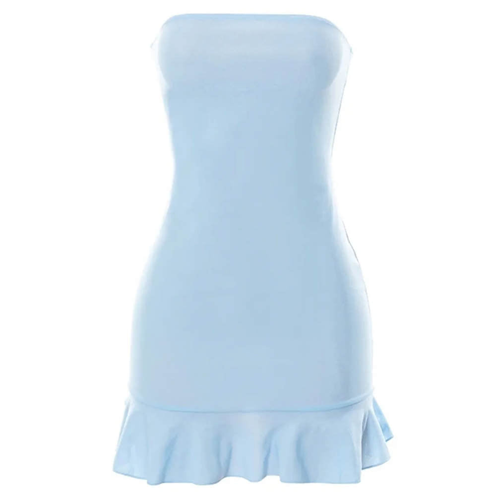 blue off shoulder mini dress boogzel clothing