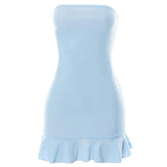 blue off shoulder mini dress boogzel clothing
