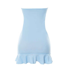 blue off shoulder mini dress boogzel clothing