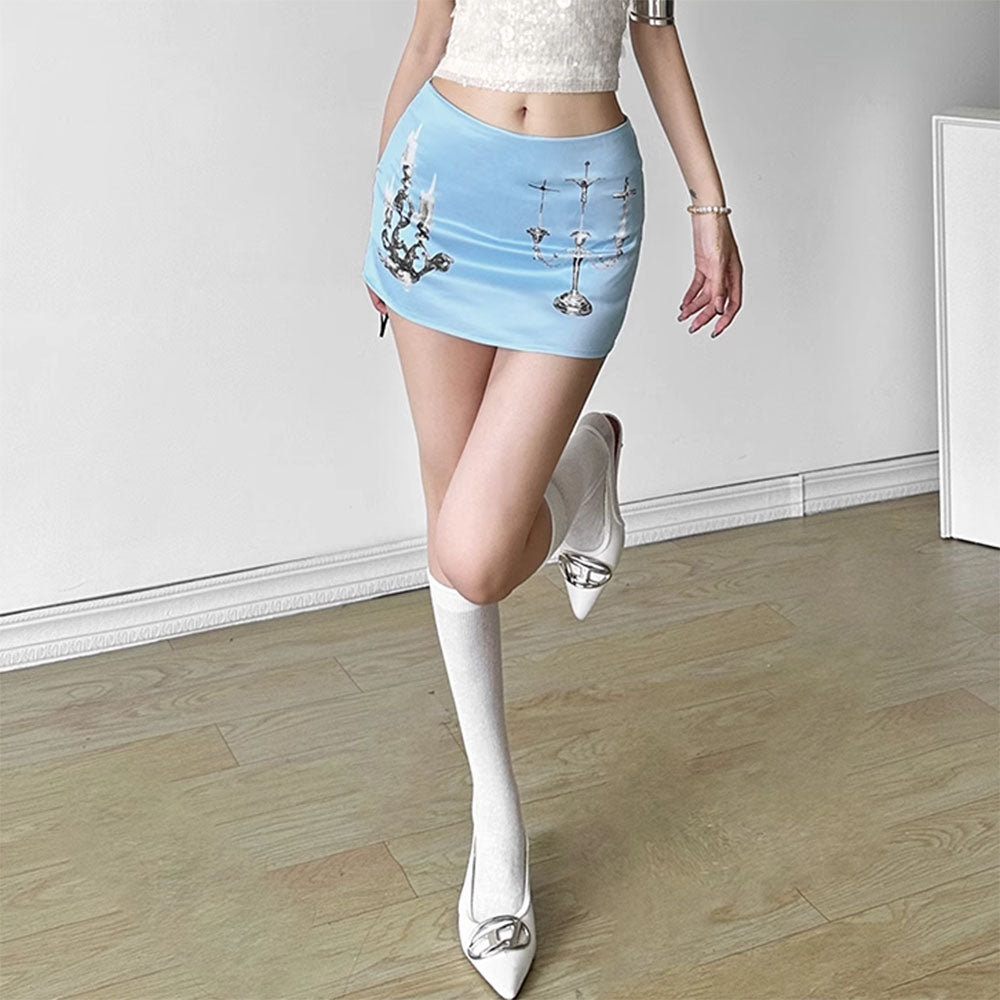 blue satin mini skirt boogzel clothing
