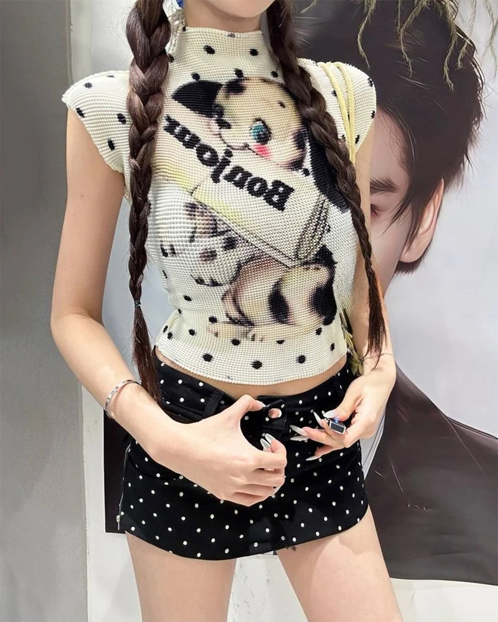 bonjour polka dot baby tee boogzel clothing