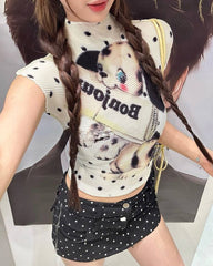 bonjour polka dot baby tee boogzel clothing