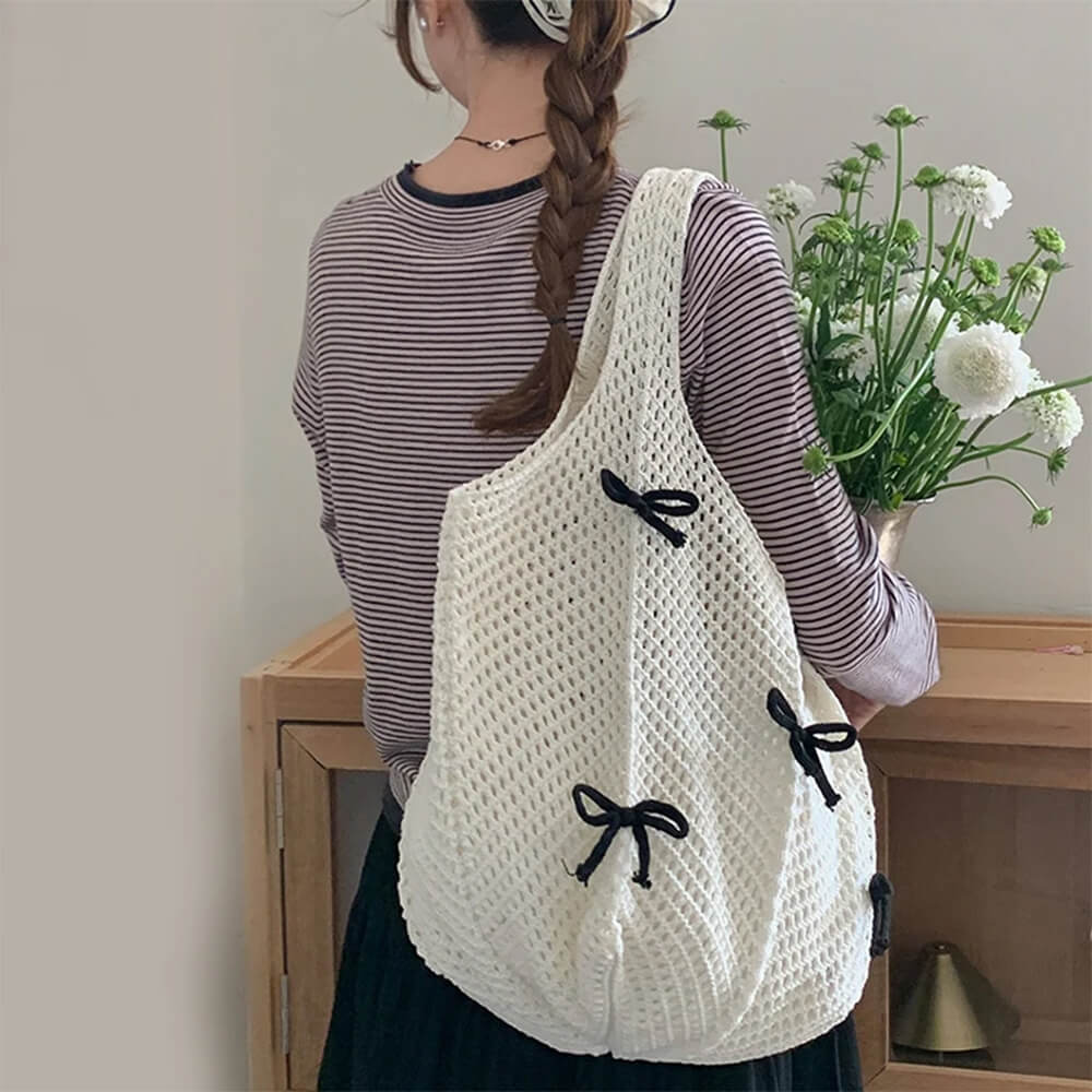 bow crochet tote bag boogzel clothing