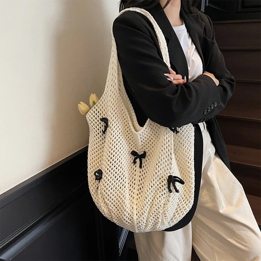 bow crochet tote bag boogzel clothing