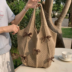 bow crochet tote bag boogzel clothing