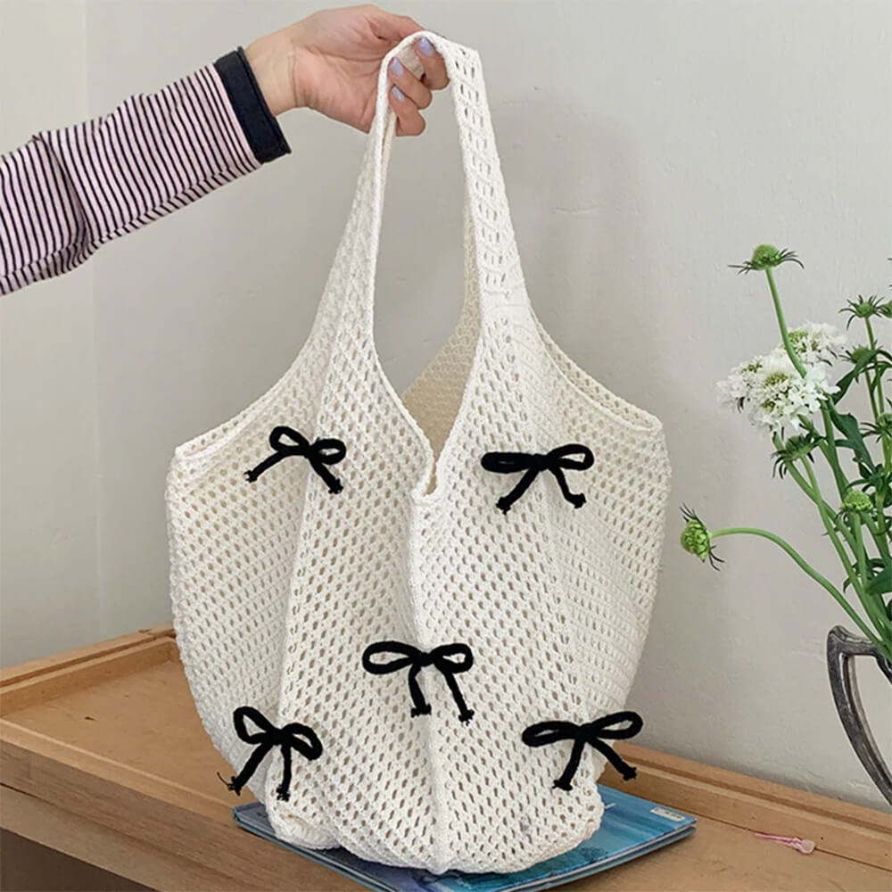 bow crochet tote bag boogzel clothing