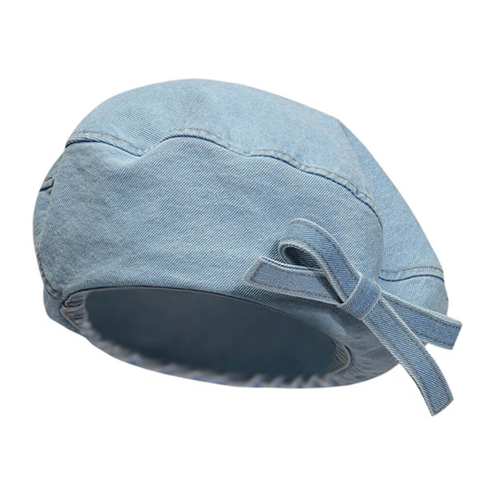 bow denim beret hat boogzel clothing