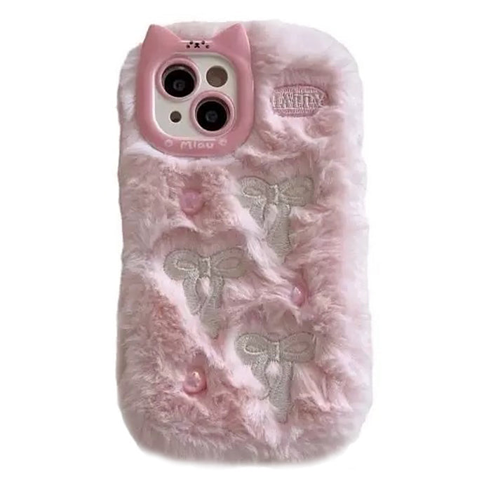 bow embroidery fluffy iphone case boogzel clothing