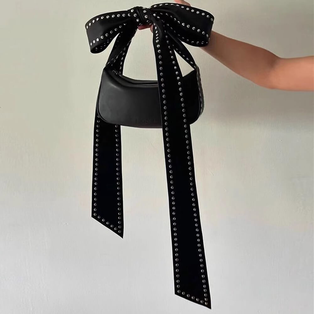 bowknot studded shoulder bag boogzel clothing