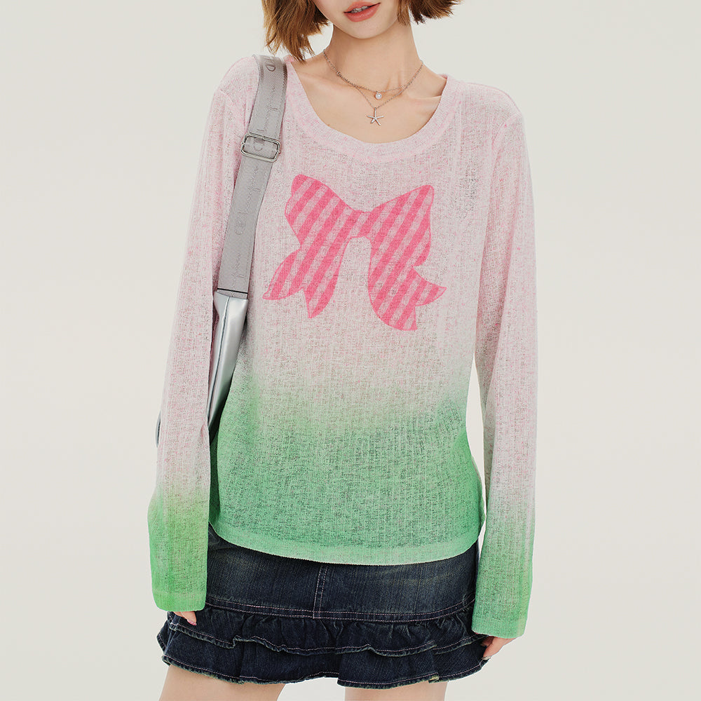 bowknot gradient knit pullover boogzel clothing