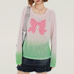 bowknot gradient knit pullover boogzel clothing