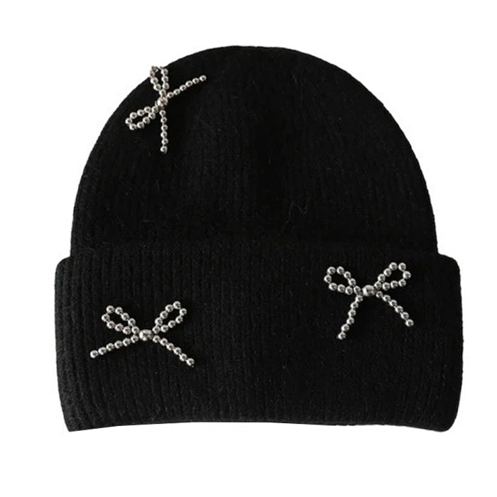 bow pearl beanie hat boogzel clothing