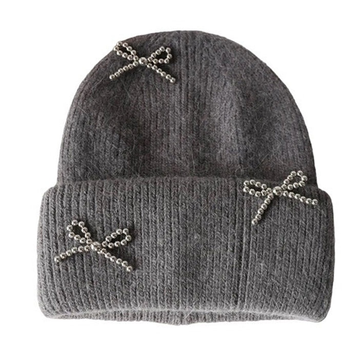 bow pearl beanie hat boogzel clothing