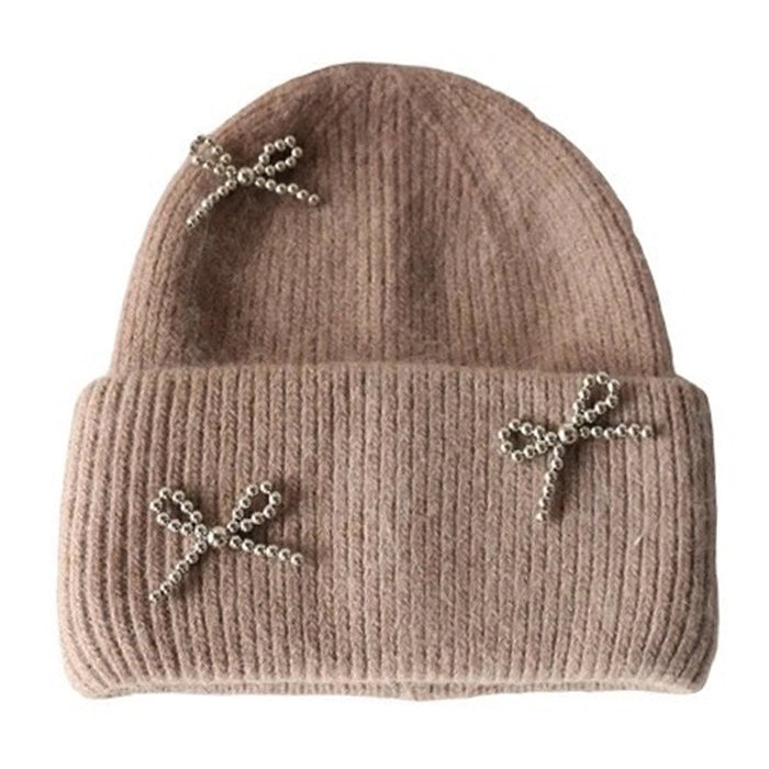 bow pearl beanie hat boogzel clothing